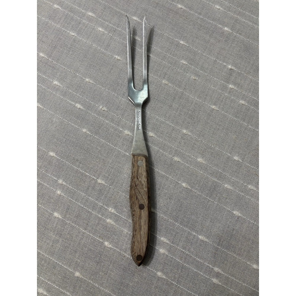 HEAVY DUTY!! Stainless Steel Carving Fork with Wooden Handle Interpur Japan